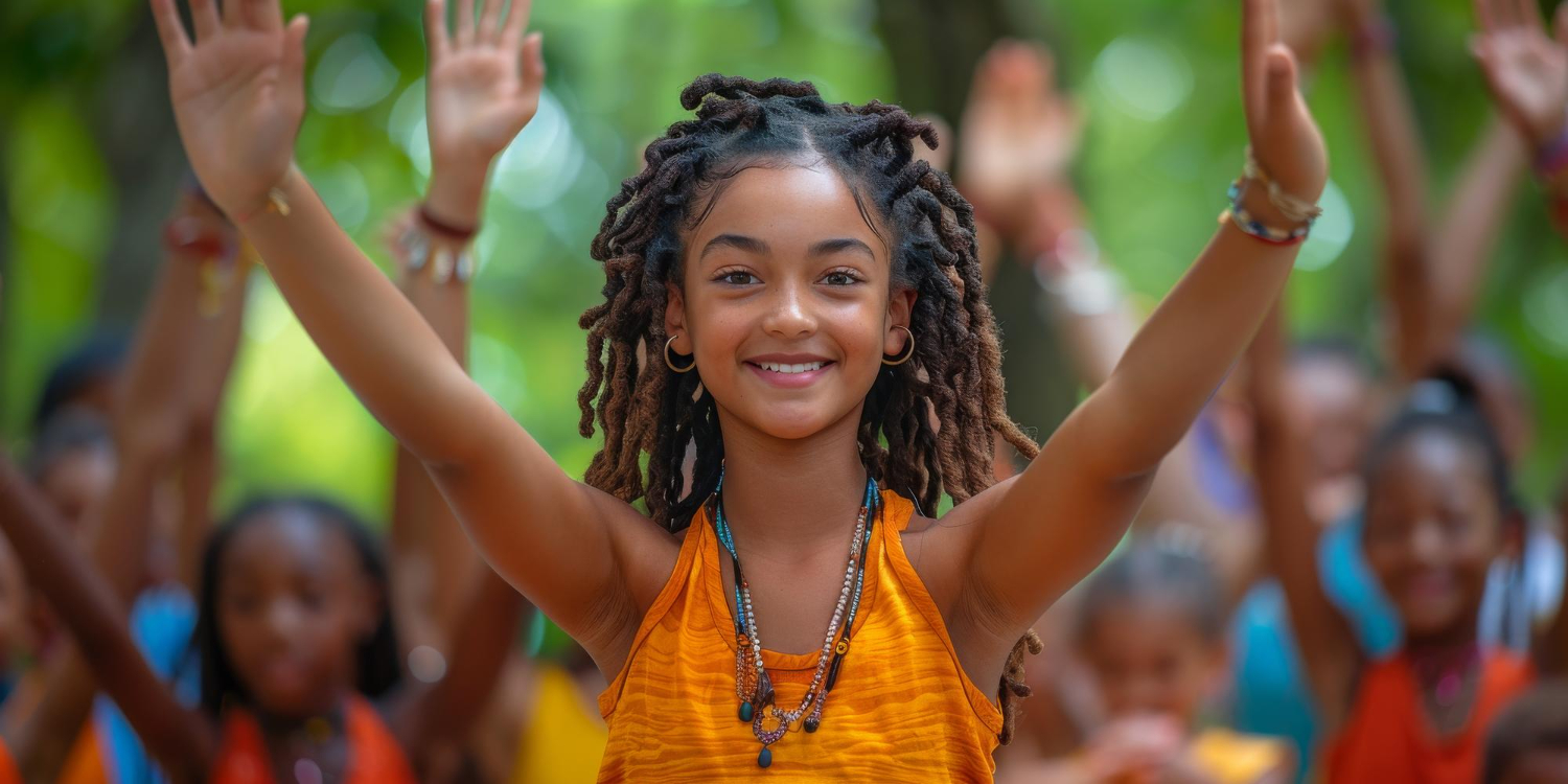 An image showing children performing at an African cultural festival.