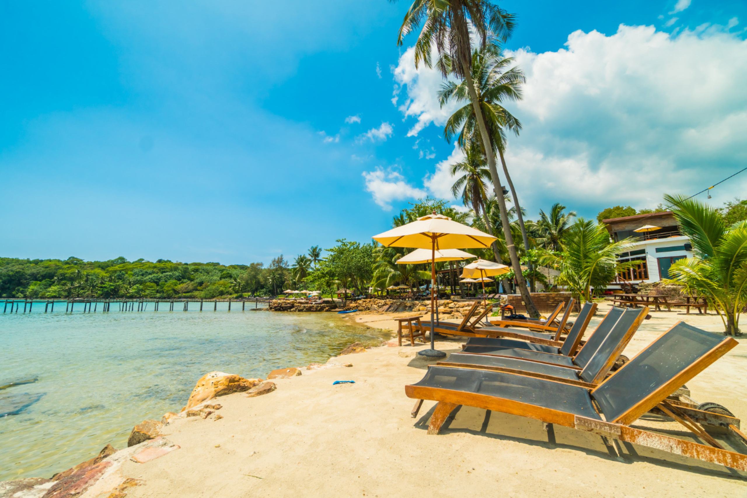 An image showing a beautiful tropical beach.
