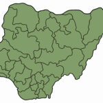 An image showing the Nigeria map with lines showing it's division into states.