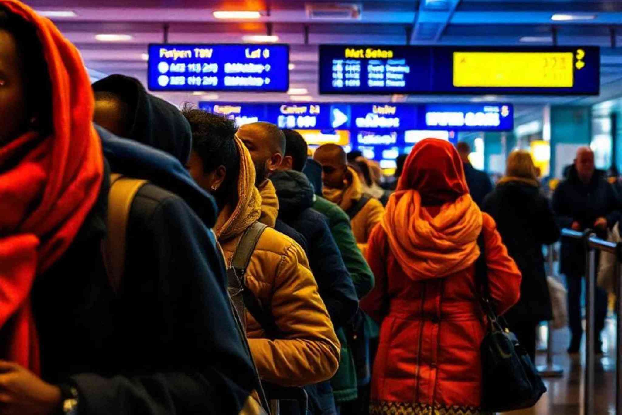 Alt Text: An image showing a flight information display board.
