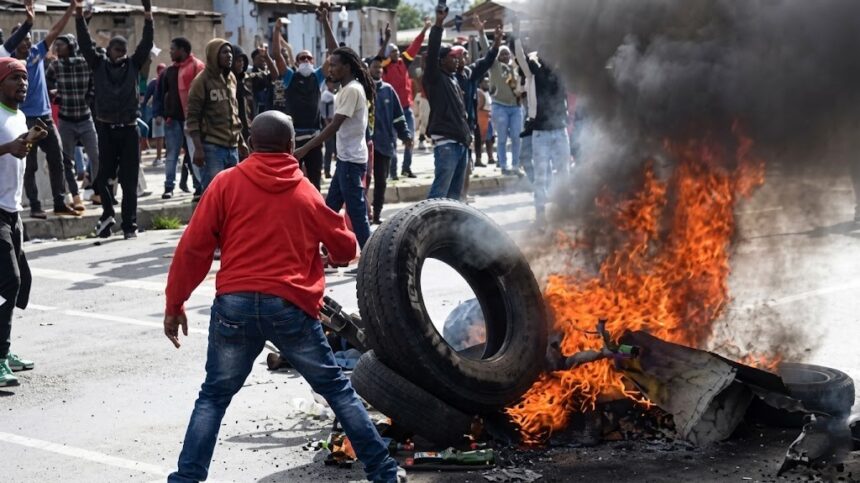 Protesters in Johannesburg during xenophobia in South Africa demonstrations