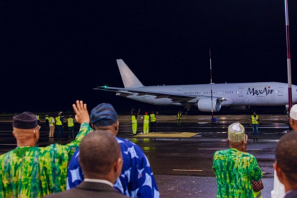 Max Air wide-body departing Gateway International Airport Ogun State